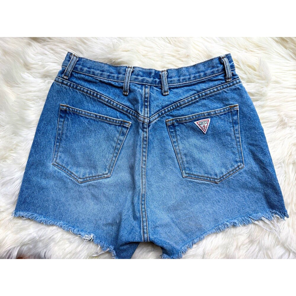 GUESS Georges Marciano Women’s Blue Denim Cut Off Shorts 31 Button Fly 5-Pocket